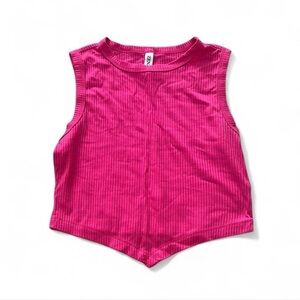 Pink Sleeveless Ribbed Top